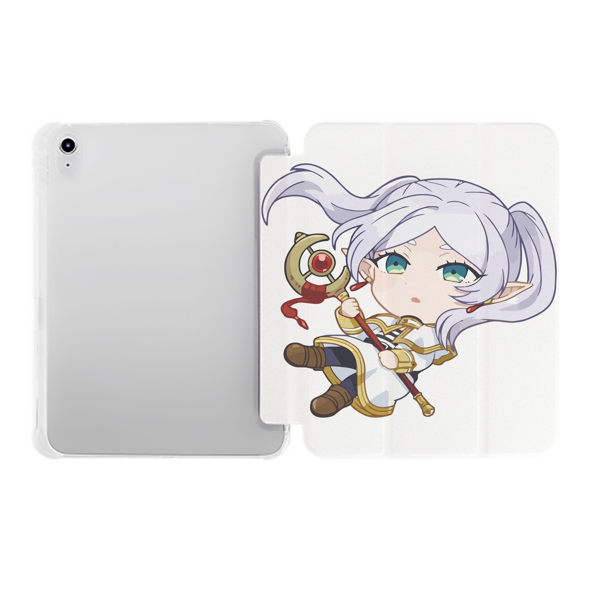 （画像用） 葬送のフリーレン Frieren IPad ケース ペン収納付き 三つ折りスタンド PUレザー×シリコン 対応機種9.5/10.5/10.9インチ